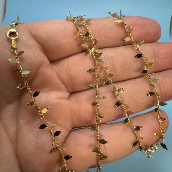 Gold Over Sterling Silver 925 Embellished Cable Link Chain Necklace Size 19'' - Picture 11 of 11